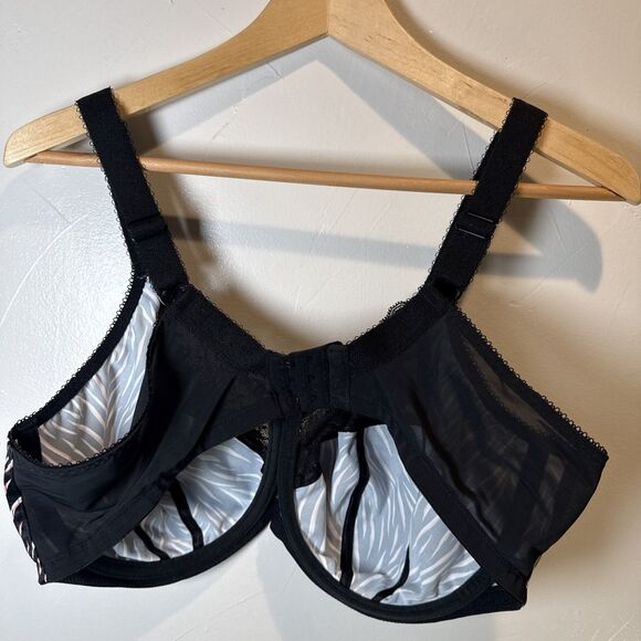 Elomi Morgan Banded Underwire Stretch Lace Bra Women's Size 40H (1) Black Pink - Picture 7 of 15